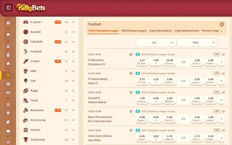 Anteprima della piattaforma Billybets